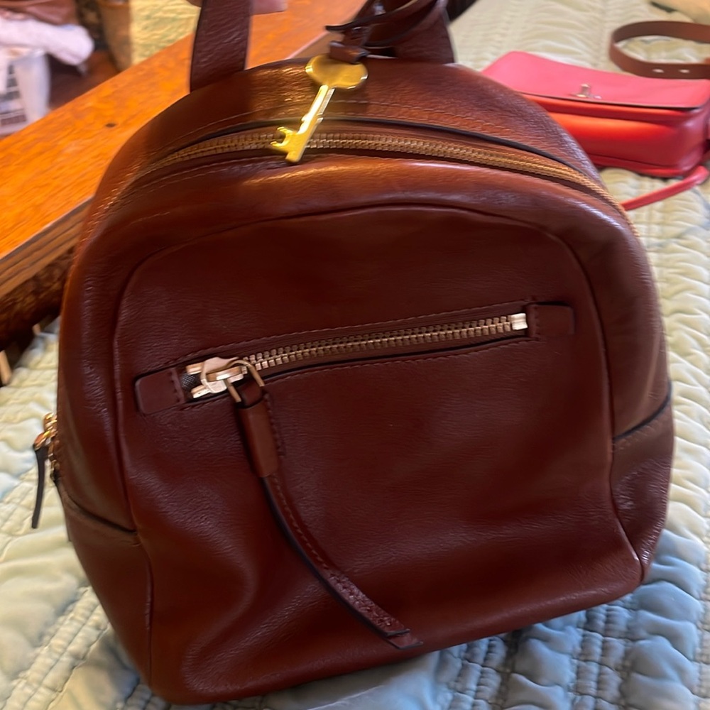 Fossil leather backpack.